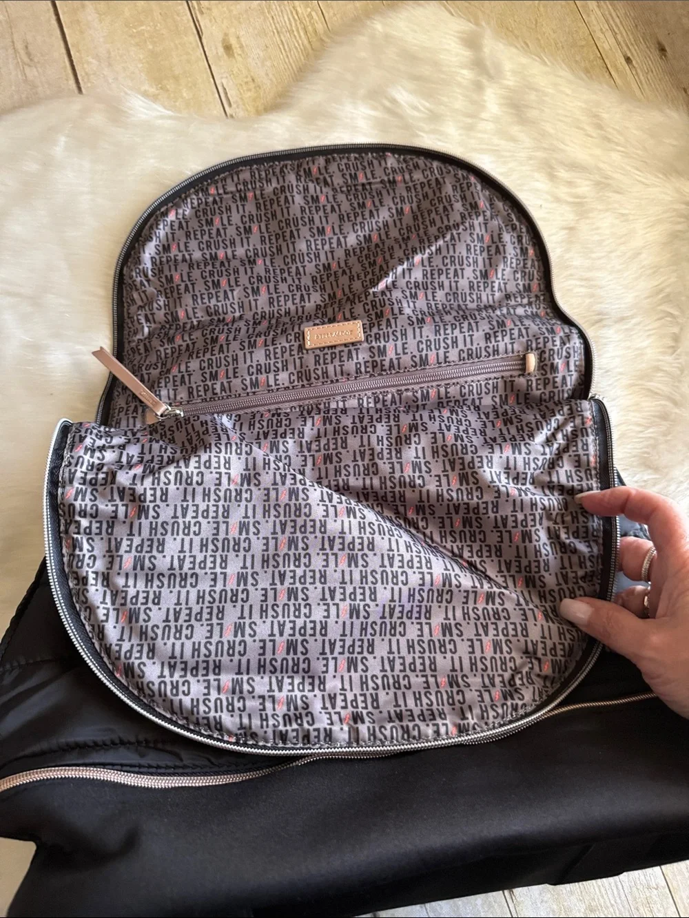 Stella & Dot ‘Crush It’ Black Quilted Backpack with Rose Gold Hardware NWOT